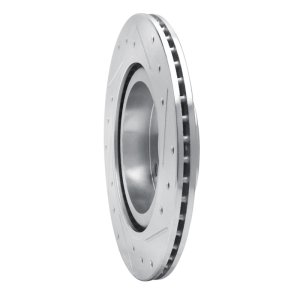 Dodge Attitude Brake Rotor (1) - Front Left - R1 Concepts - Drilled & Slotted - Silver - `16-`25